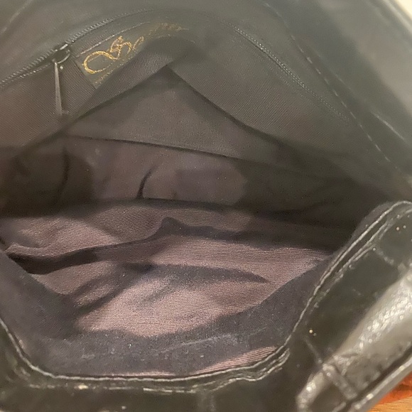 80's Black Samir🦎 Leather Reptile Patchwork Clutch Handbag🌵 - Picture 5 of 7